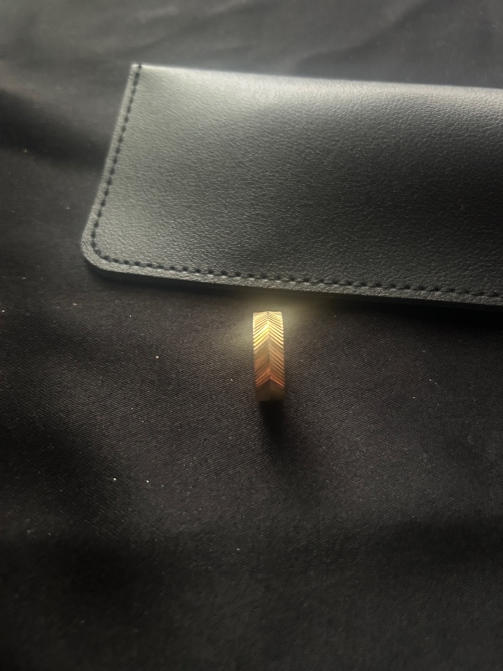 Men's Gold Chevron Patterned Ring